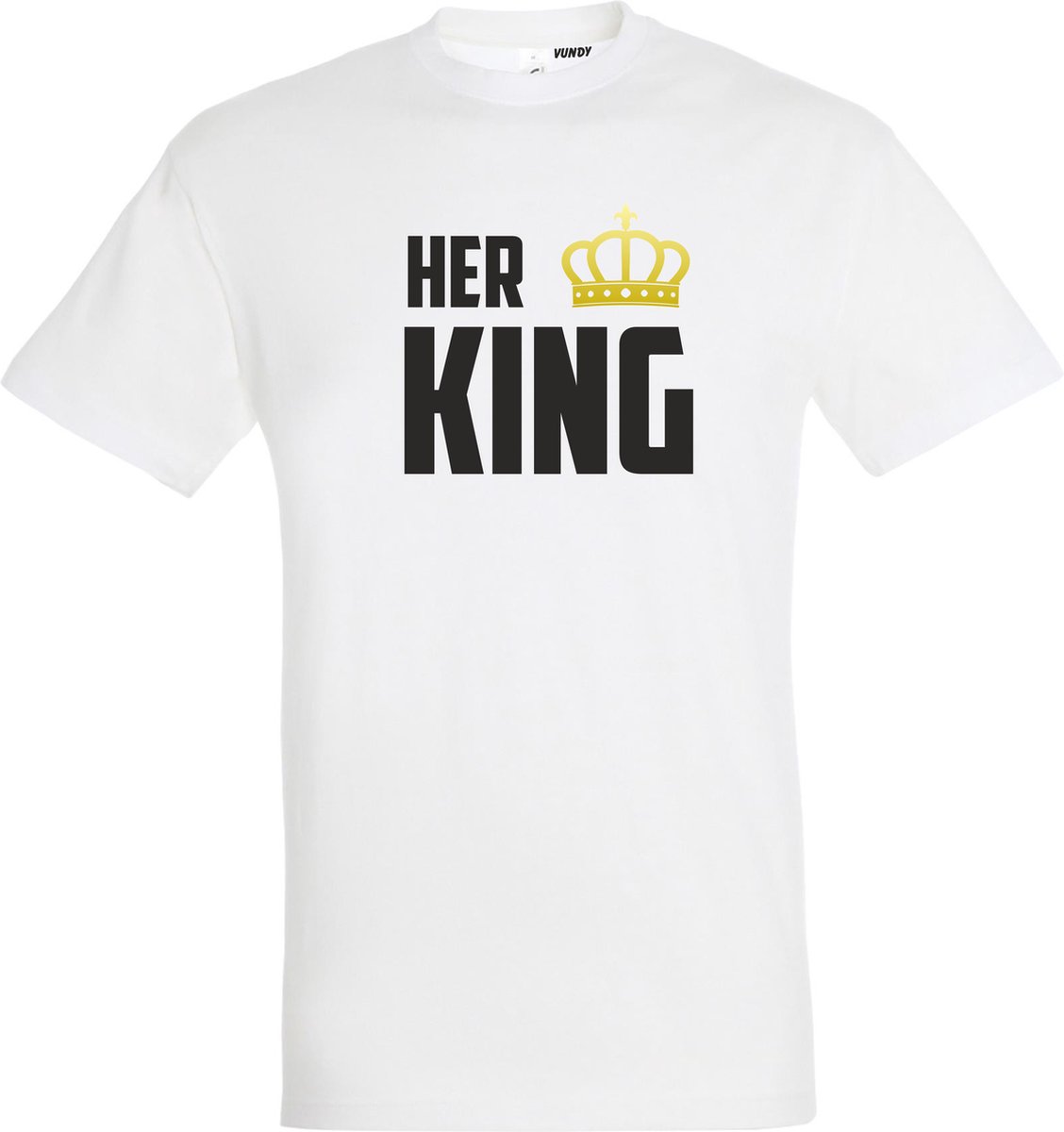 T-shirt HER KING | valentijn cadeautje voor hem haar | valentijn | valentijnsdag cadeau | Wit | maat 3XL